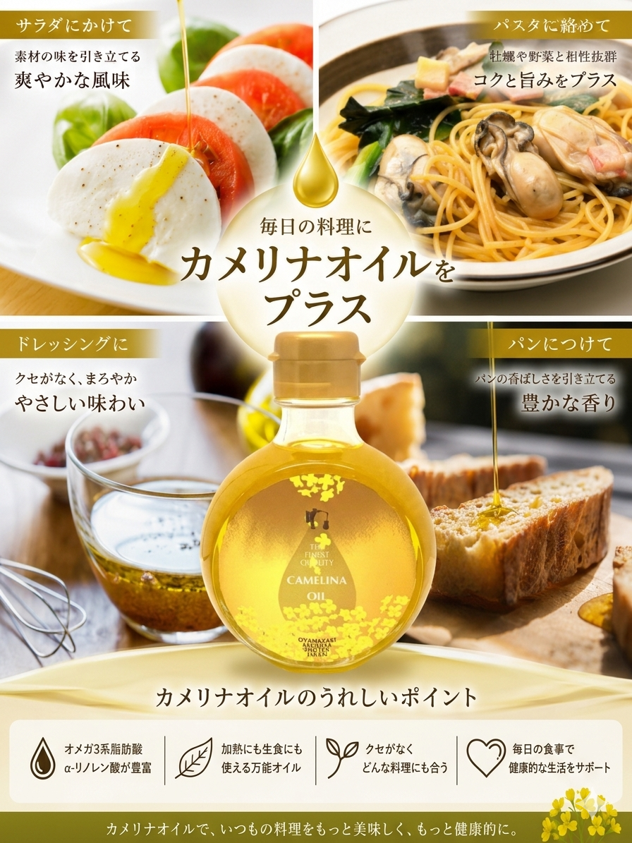 【10％お得！1カ月毎　3回定期購入】THE FINEST QUALITY CAMELINA OIL （150ml）＜送料込み＞